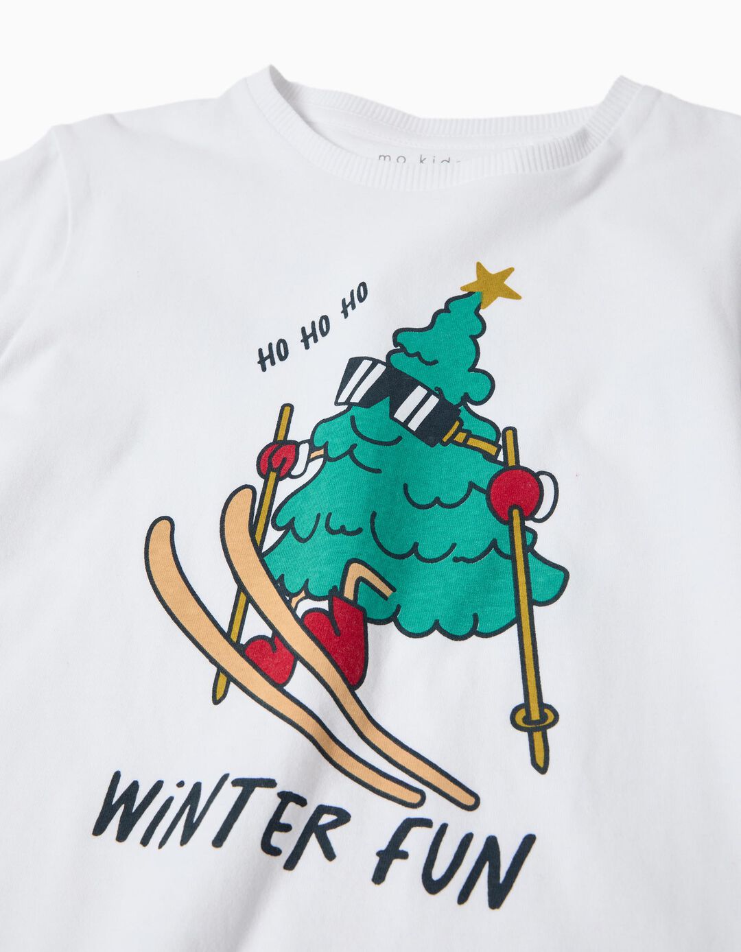 T-shirt de Manga Comprida de Natal, Menino, Branco