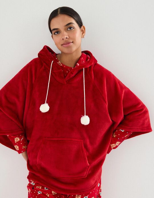 Comprar Online Poncho de Natal, Mulher, Vermelho Escuro 