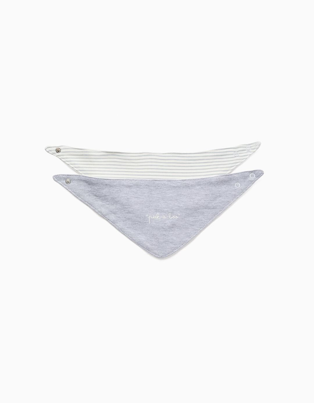 Pack De 2 Bandanas Para Rec&eacute;m-Nascido e Beb&eacute; ZY Baby, Branco/Cinza