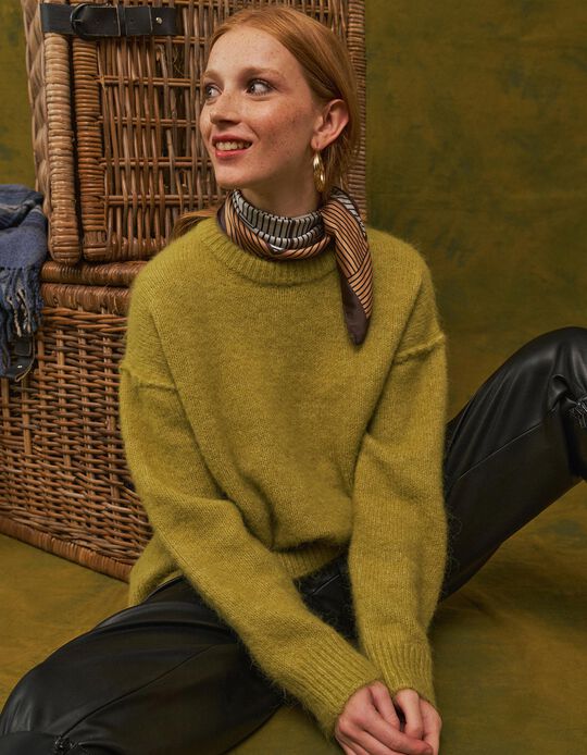 Comprar Online Camisola Efeito Mohair, Mulher, Verde