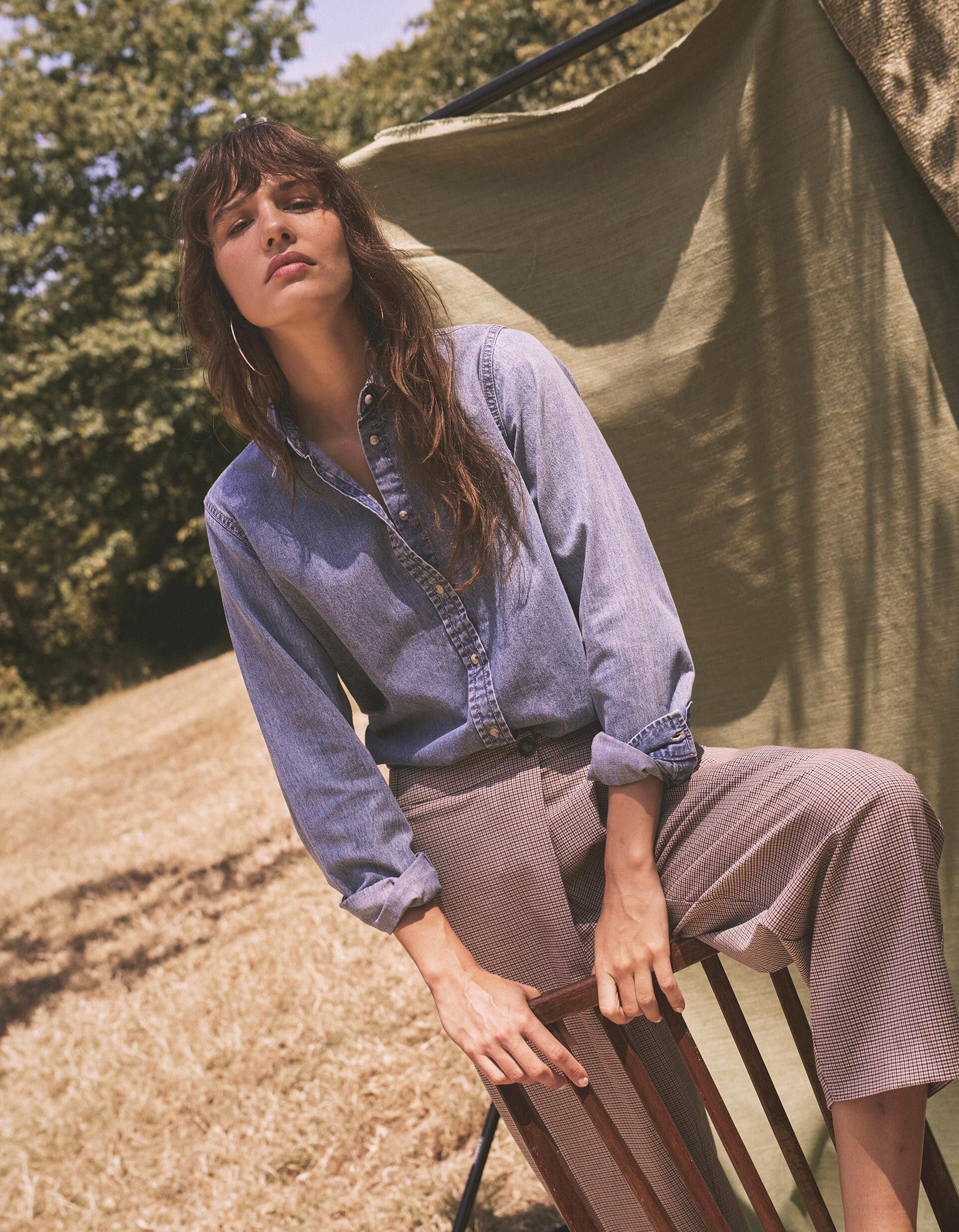 Comprar Online Camisa De Ganga, Mulher, Azul Claro
