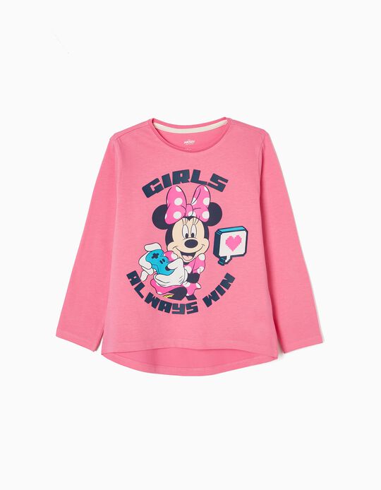 Long Sleeve Cotton T-shirt for Girls 'Minnie', Pink