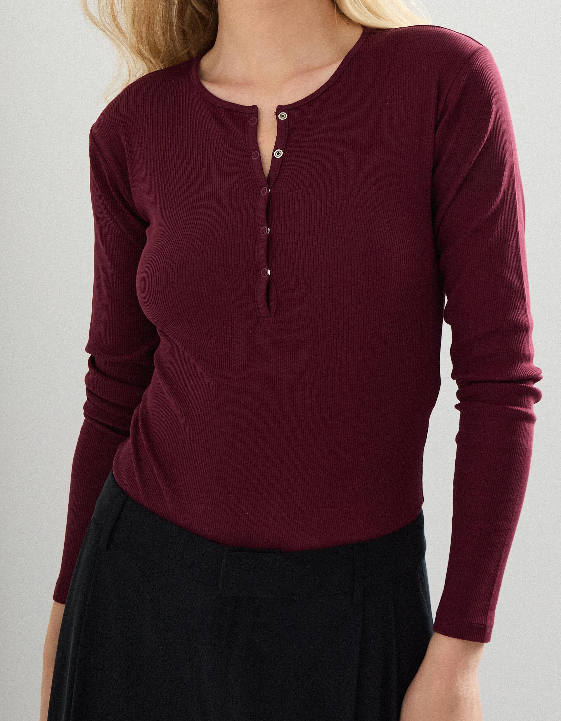 Comprar Online Body com Bot&otilde;es, Mulher, Vermelho Escuro