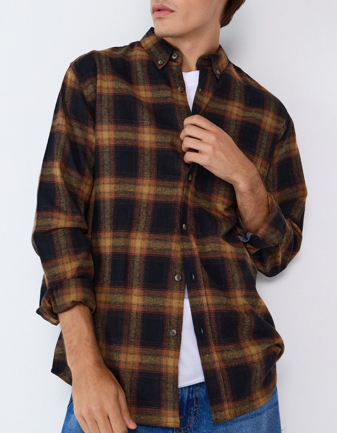 Camisa De Flanela Xadrez, Homem, Castanho