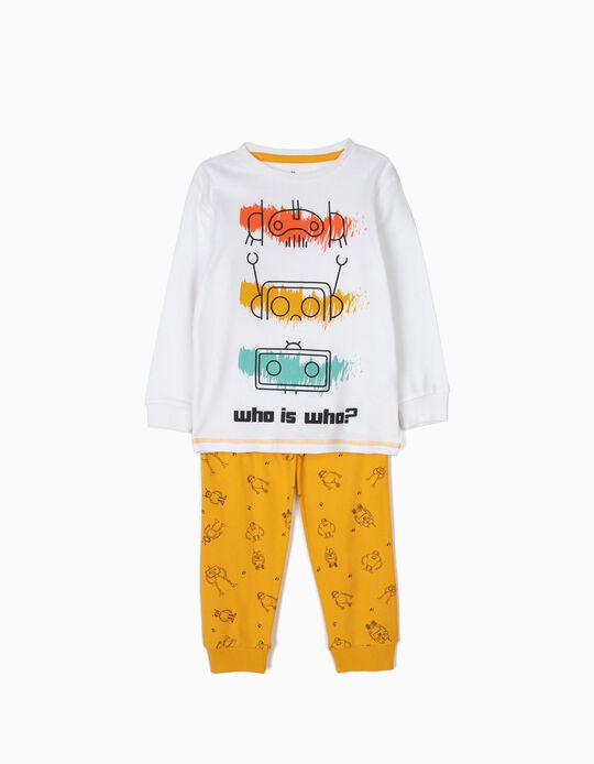 Pijama para Menino 'Robots', Branco e Amarelo