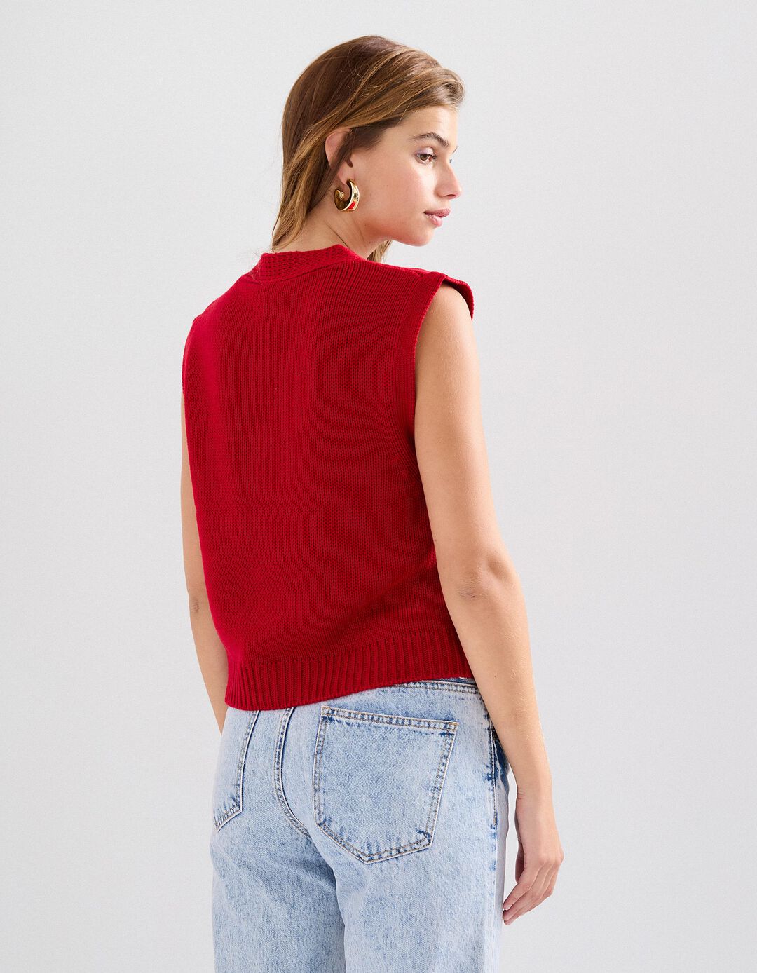 Colete Natal de Malha, Mulher, Vermelho Escuro