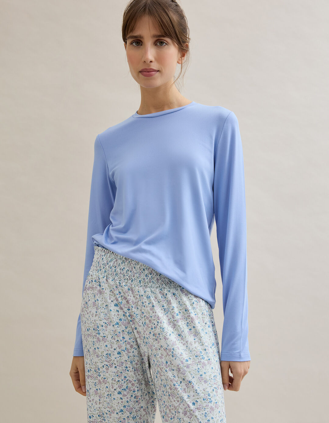 Pijama Flores, Mulher, Azul Claro 