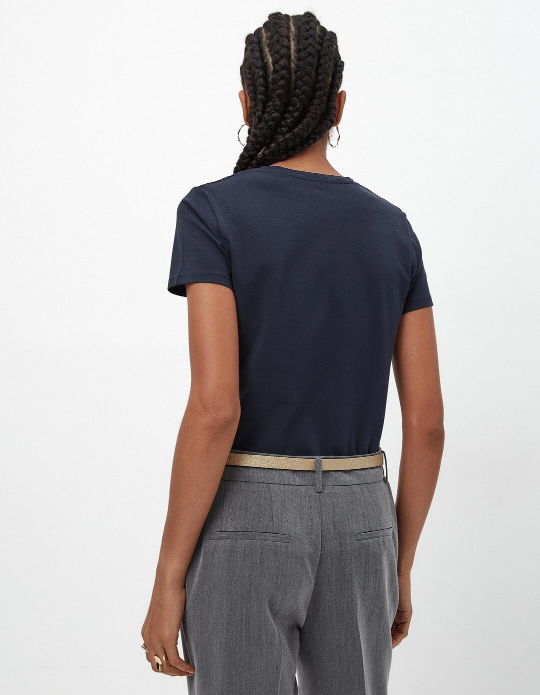 T-shirt B&aacute;sica, Mulher, Azul Escuro