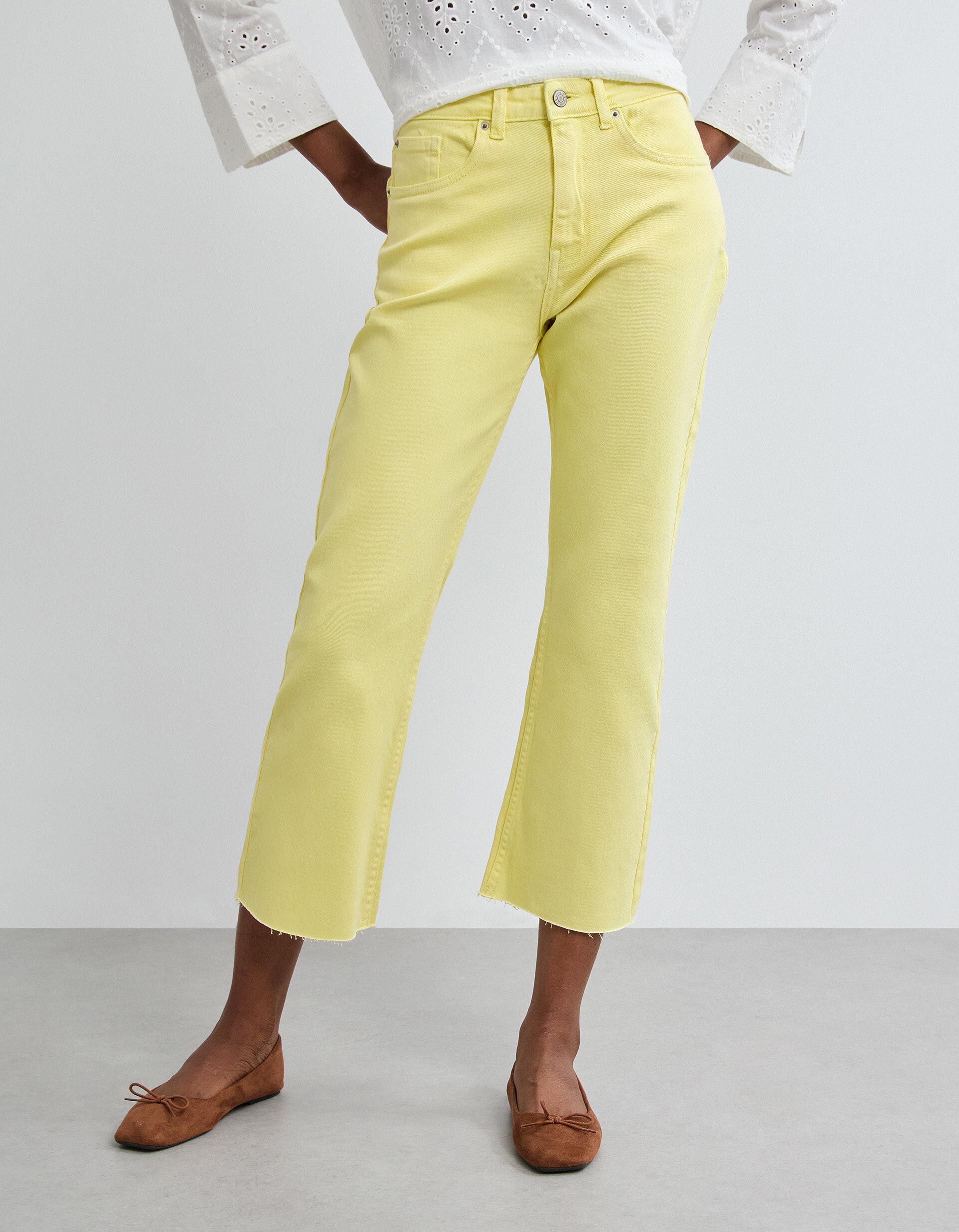 Comprar Online Cal&ccedil;as de Ganga 'Straight Cropped', Mulher, Amarelo Claro