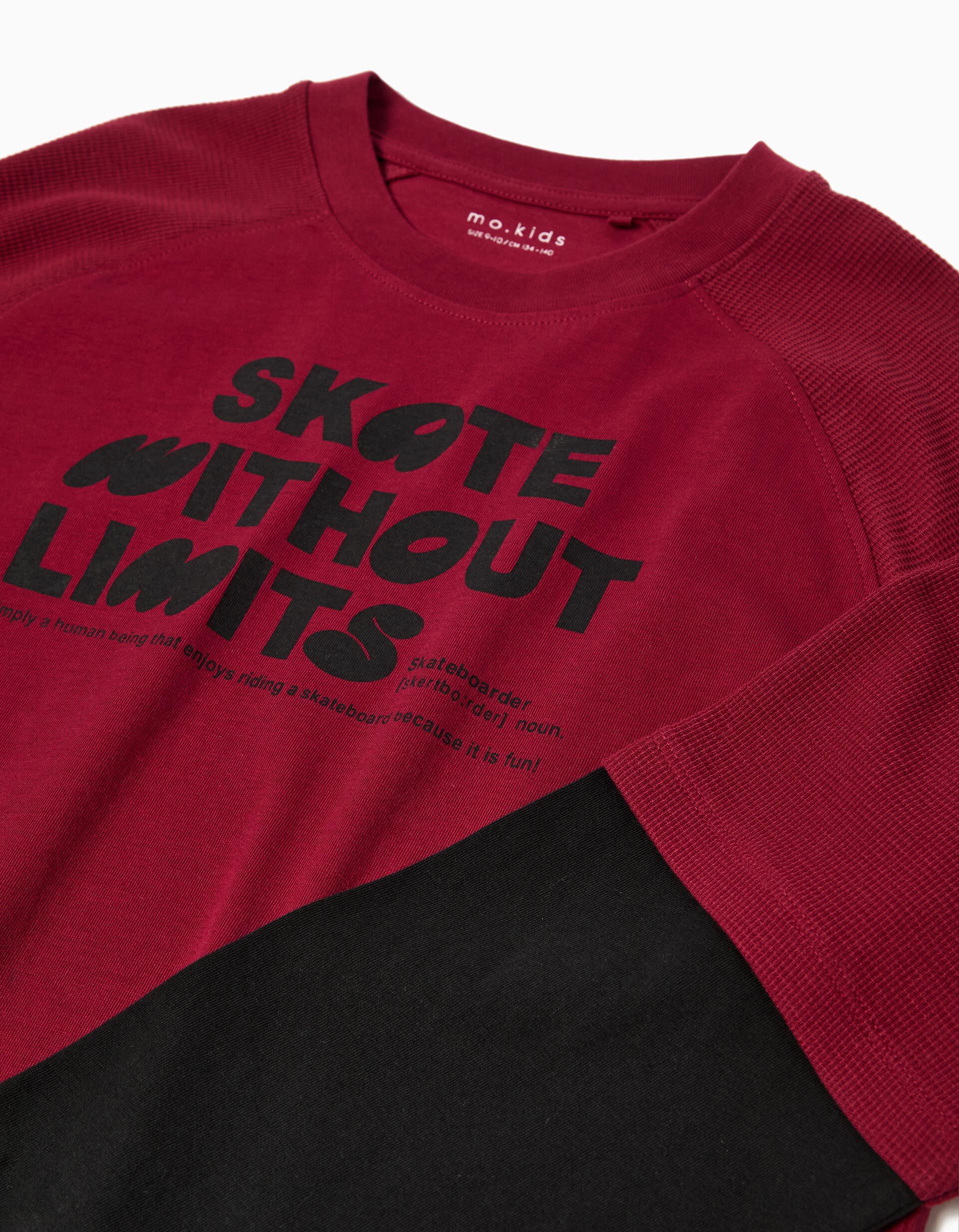 Comprar Online T-shirt de Manga Comprida Estampado, Menino, Vermelho Escuro