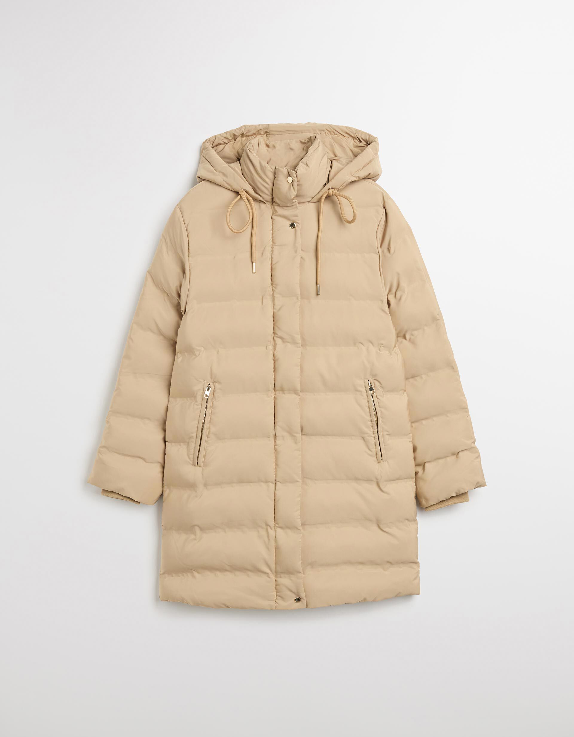 Comprar Online Casaco Acolchoado Comprido, Mulher, Bege Claro