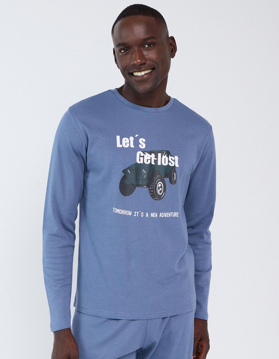 Pijama Interlock, Homem, Azul