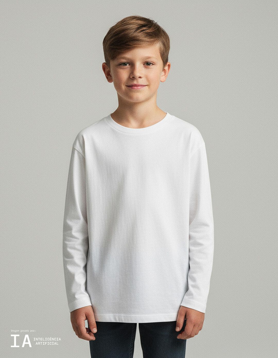 T-shirt Manga Comprida, Menino, Branco