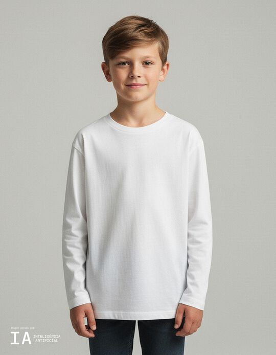 Comprar Online T-shirt Manga Comprida, Menino, Branco