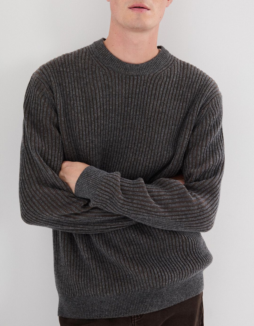 Camisola com L&atilde;, Homem, Castanho