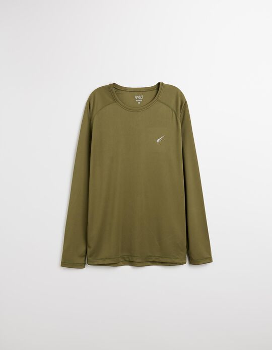 Comprar Online T-shirt Manga Comprida de Desporto, Homem, Verde Escuro