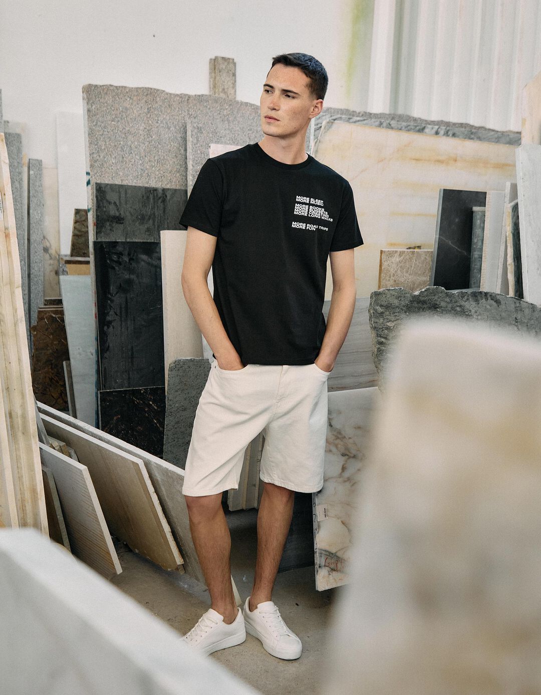 Calções de Ganga 'Straight Fit', Homem, Branco