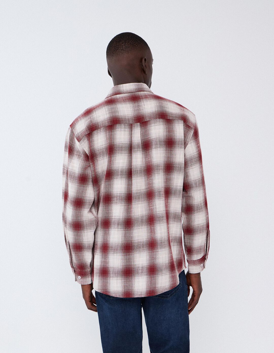 Camisa Aos Quadrados, Homem, Vermelho Escuro