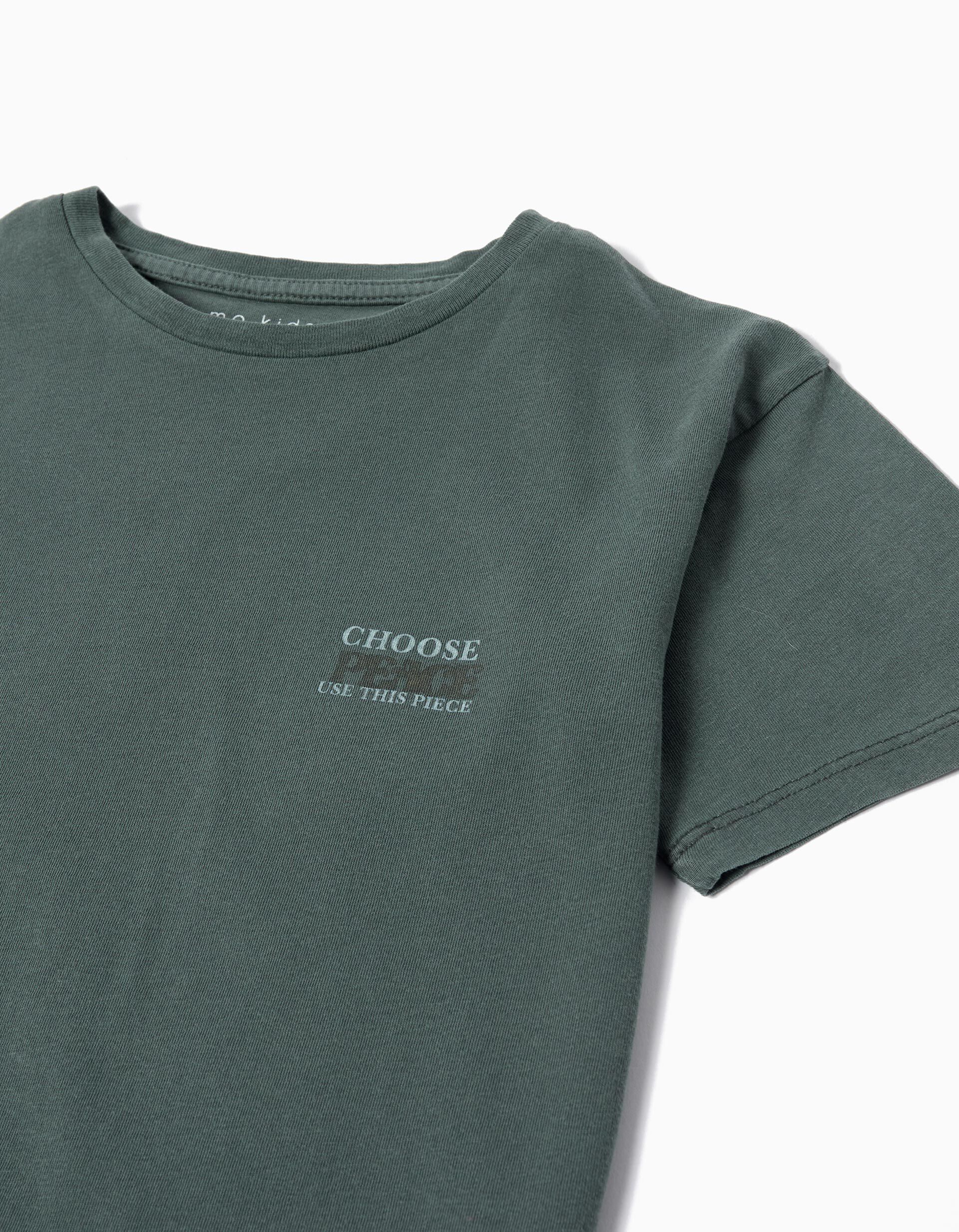 Comprar Online T-shirt 'Peace Language', Menino, Verde Escuro