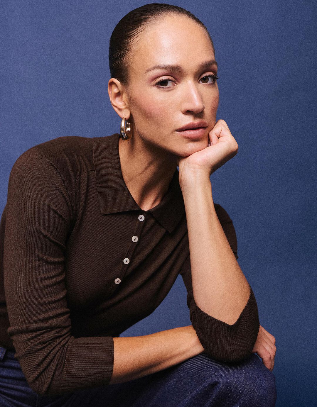 Polo Com Viscose, Mulher, Castanho Escuro