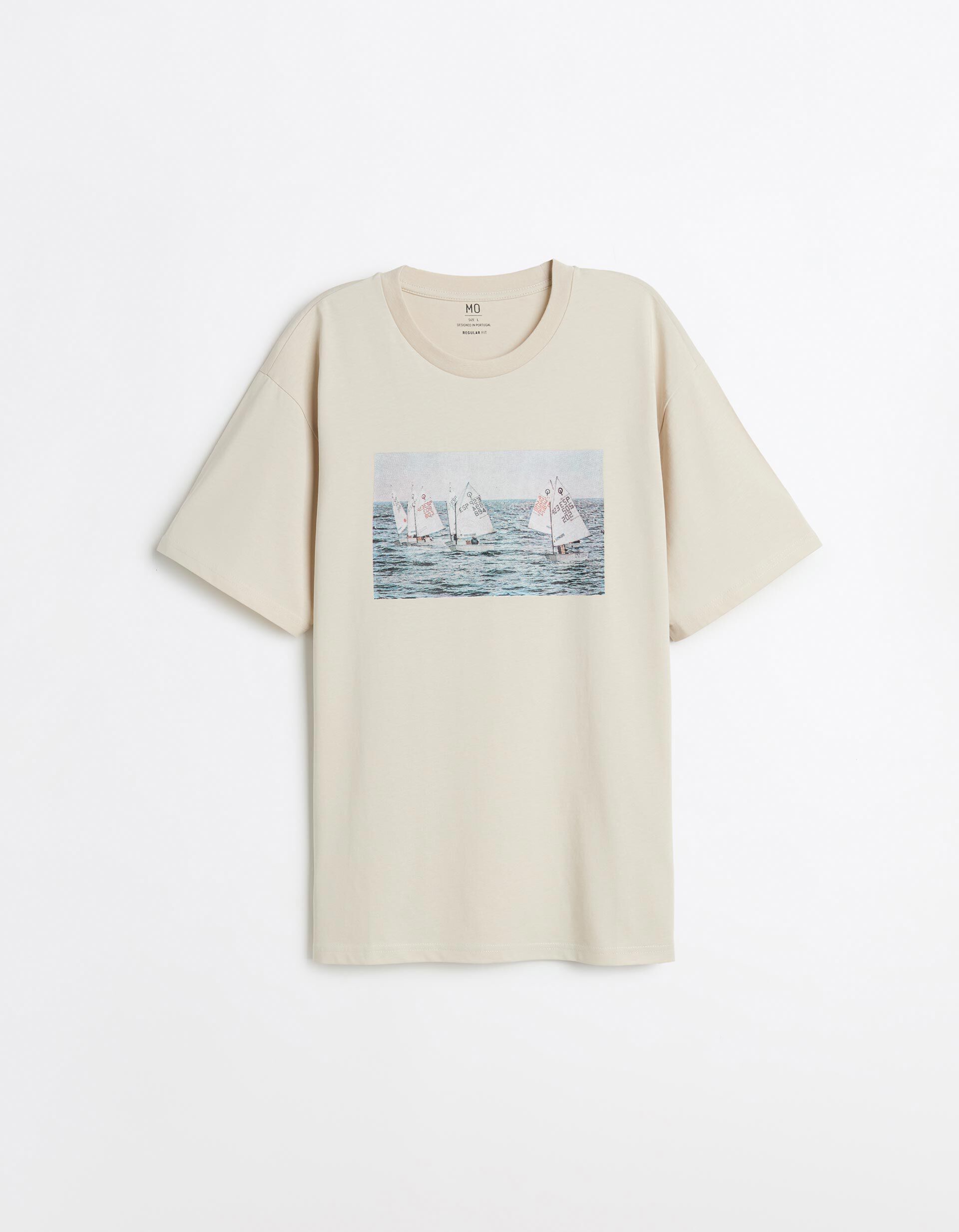 Comprar Online T-shirt Estampada, Homem, Cinzento Claro