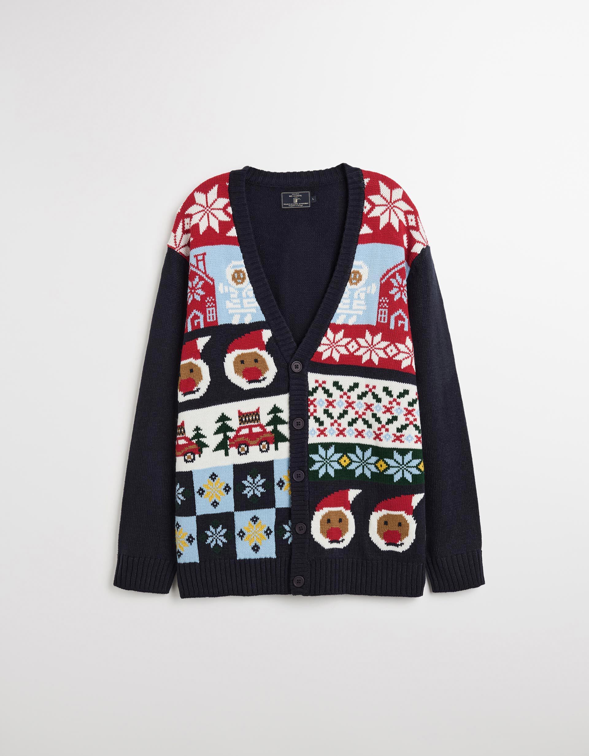 Comprar Online Casaco Natal de Malha, Homem, Azul Escuro