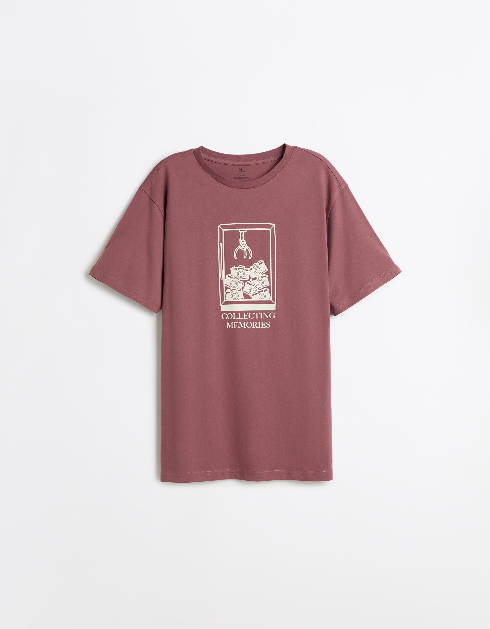 Comprar Online T-shirt Jersey Estampada, Homem, Rosa Escuro