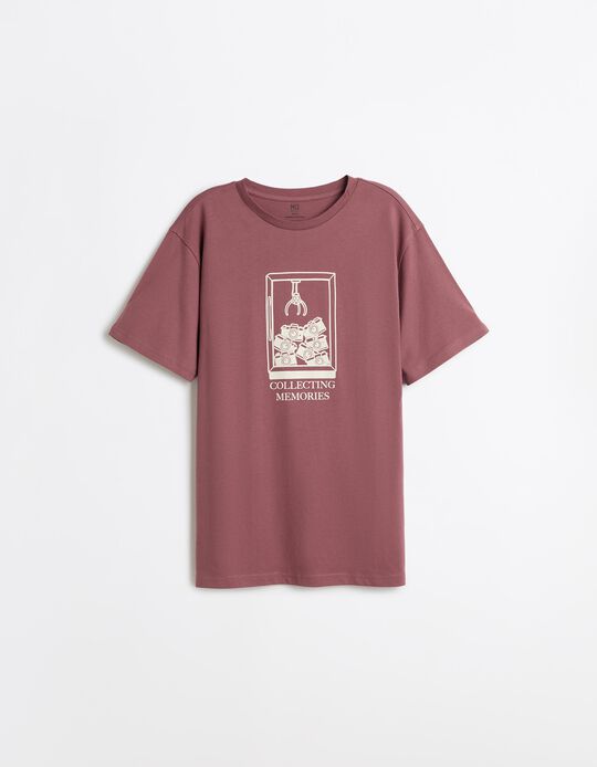 Comprar Online T-shirt Jersey Estampada, Homem, Rosa Escuro