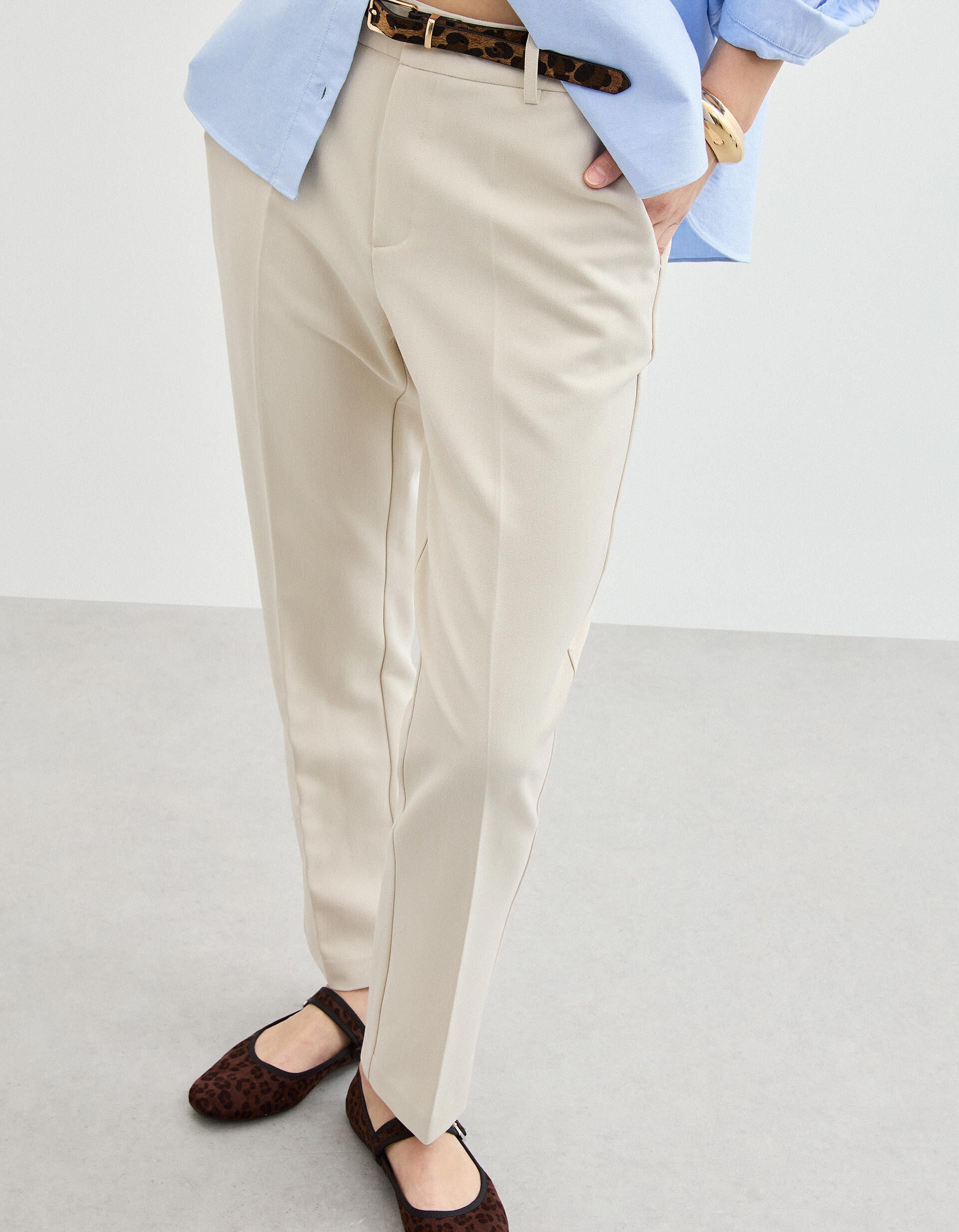 Comprar Online Cal&ccedil;as 'Tailored', Mulher, Bege Claro