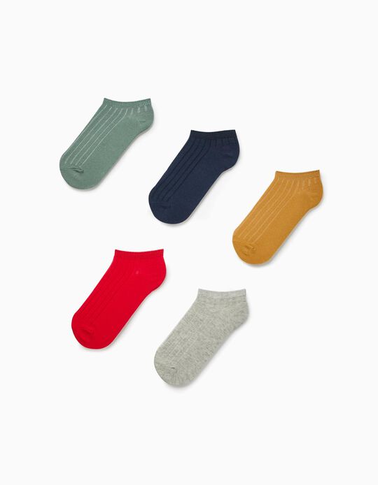 5 Pairs of Ankle Socks for Boys 'Colours', Multicoloured