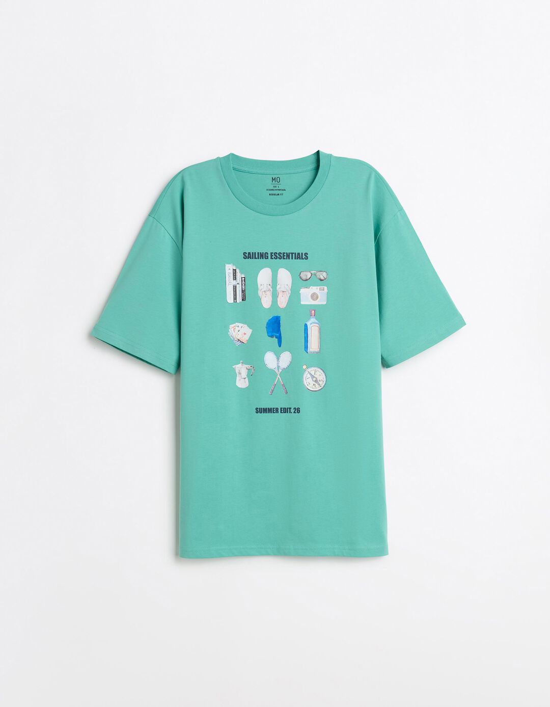 T-shirt Estampada, Homem, Verde Claro 