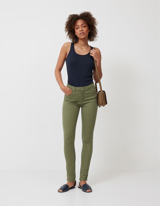 Skinny Trousers, Women, Dark Green