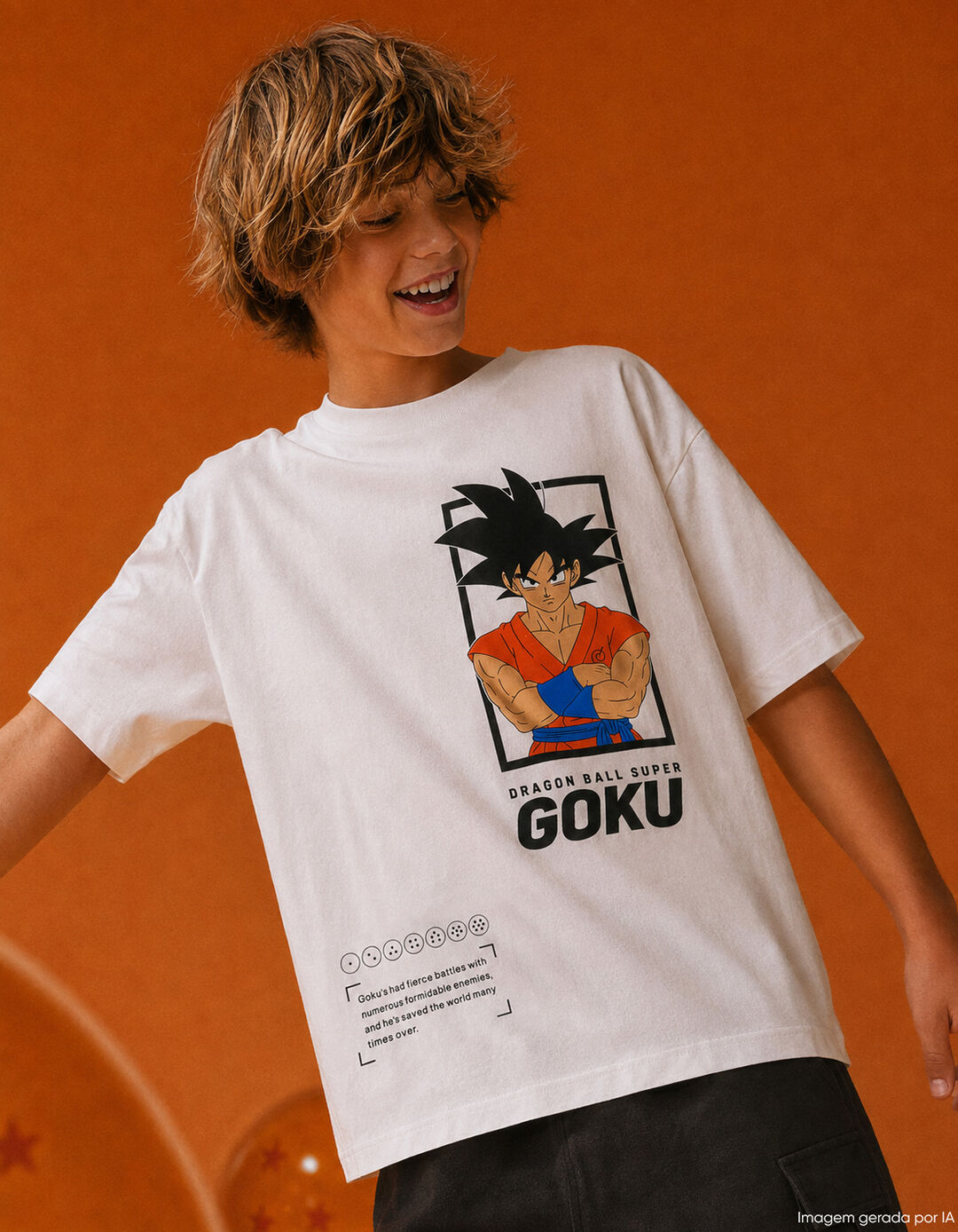T-shirt 'Dragon Ball', Menino, Branco
