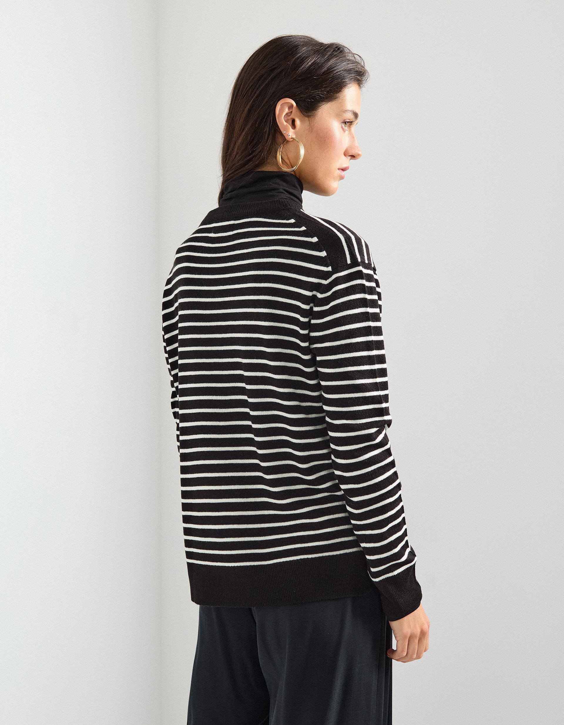 Comprar Online Camisola de Malha com Riscas, Mulher, Preto 