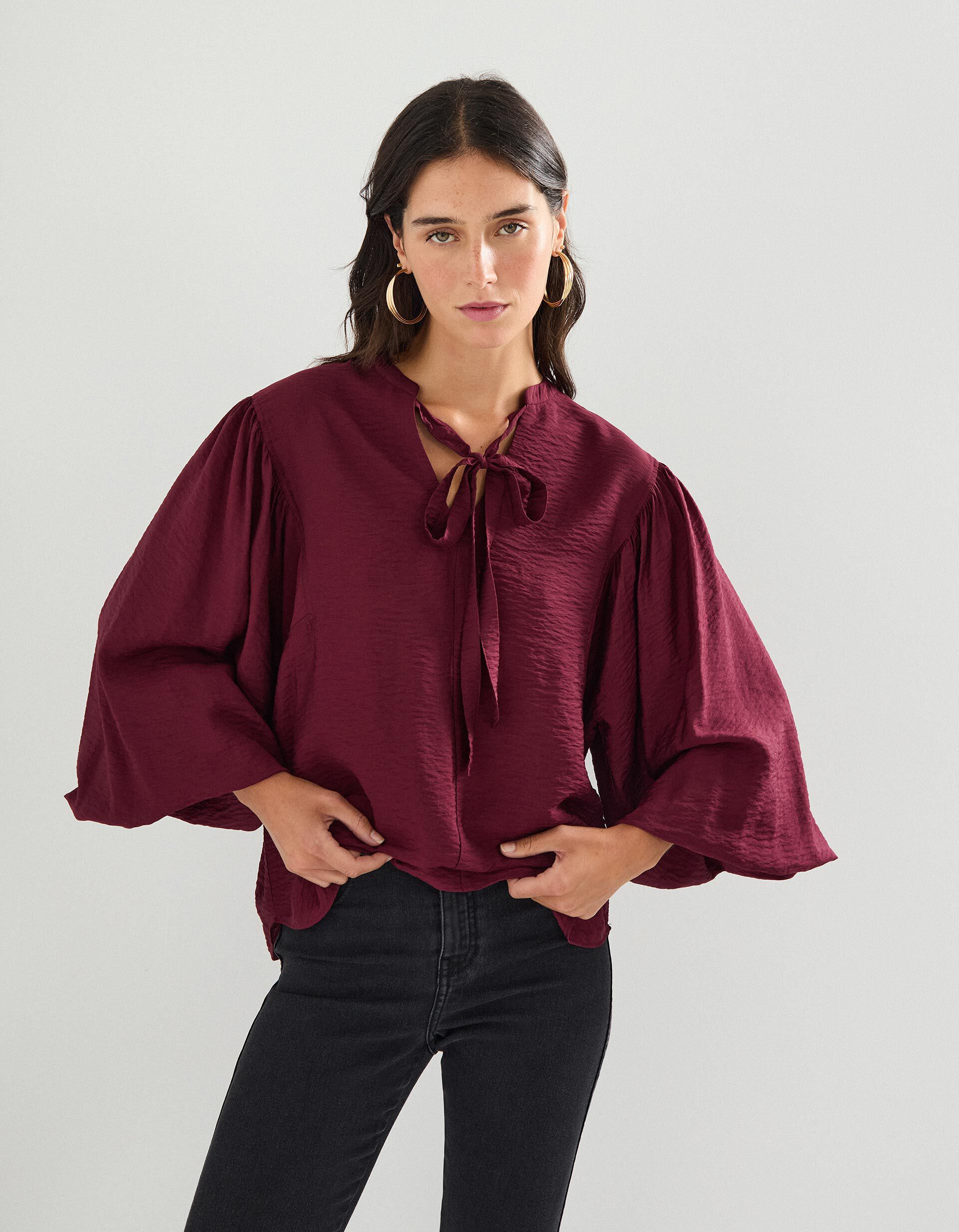 Comprar Online Blusa com Viscose, Mulher, Vermelho Escuro