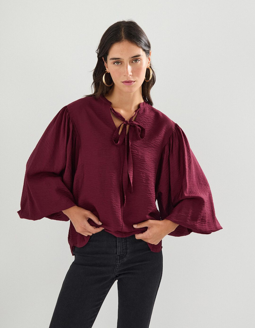 Blusa com Viscose, Mulher, Vermelho Escuro