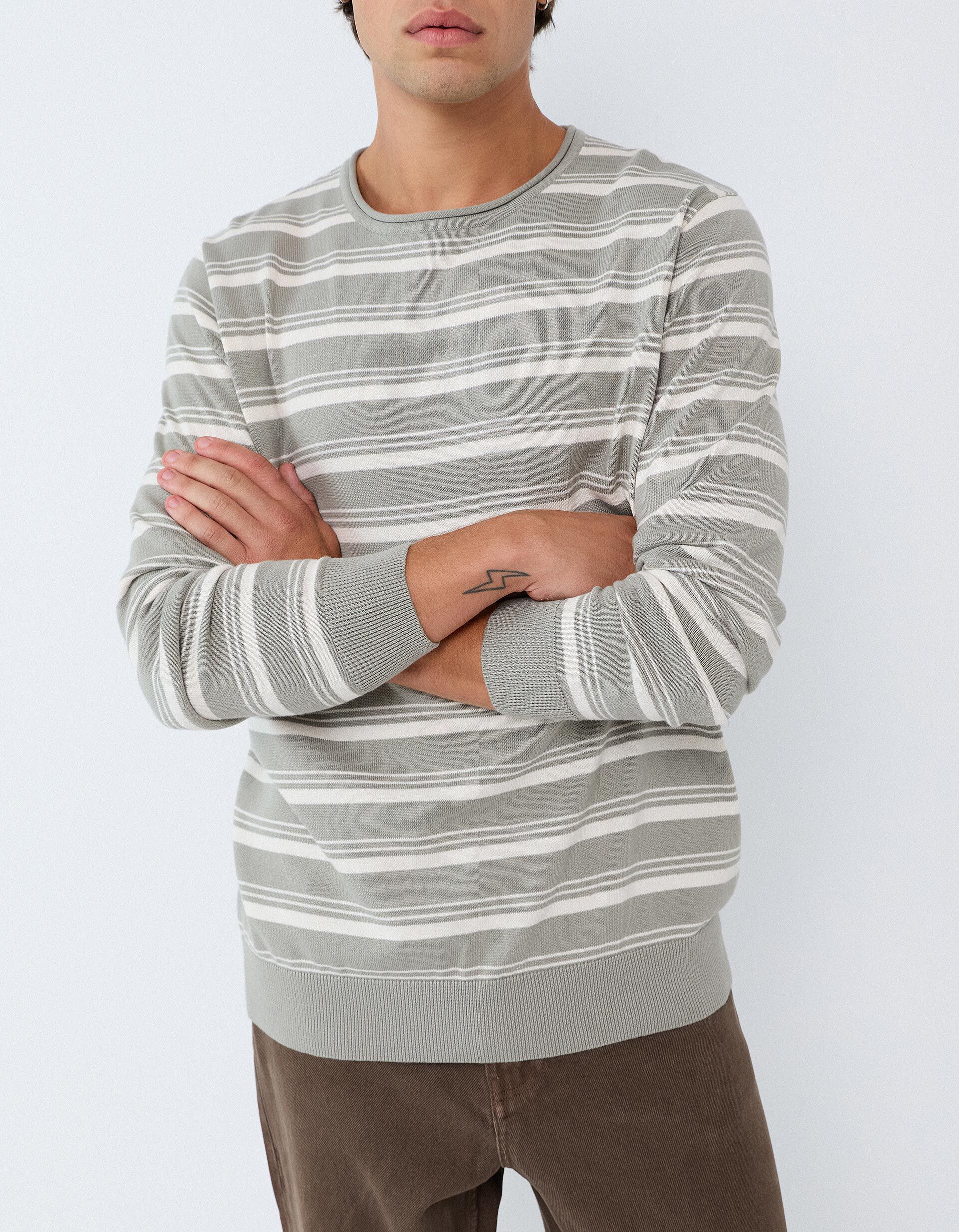 Comprar Online Camisola &Agrave;s Riscas, Homem, Cinzento Claro