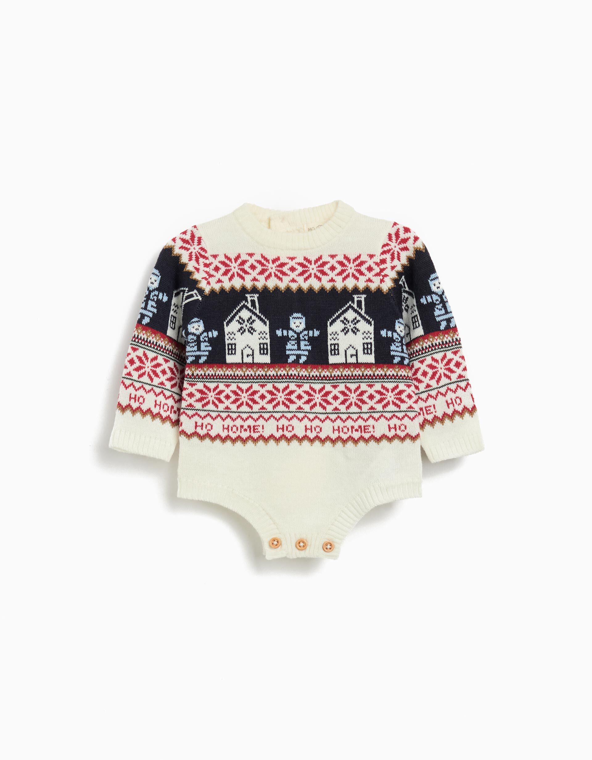 Macac&atilde;o Malha Natal, Rec&eacute;m-nascido, Bege Claro