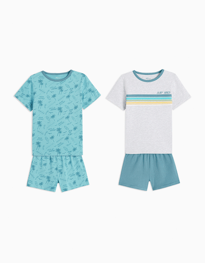 2 Short Sleeve Pyjamas Pack, Boys, Multicolour