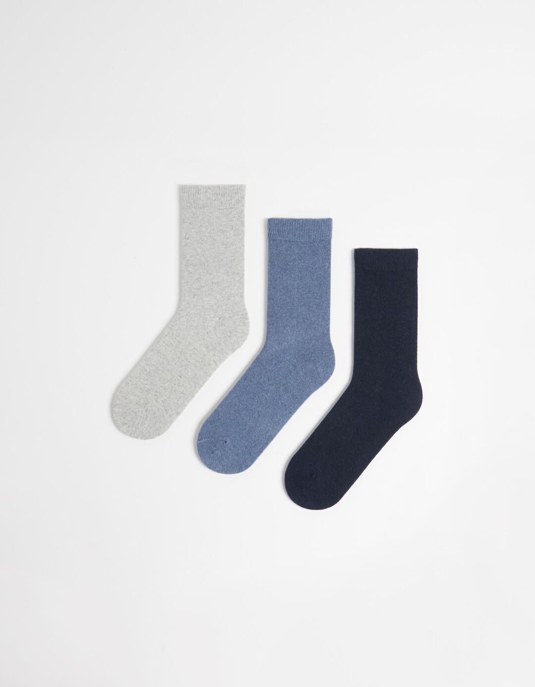 Pack 3 Pairs of Plain Socks Wool Blend, Men, Multicolor