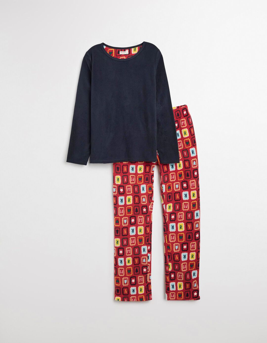 Pijama Polar Natal, Mulher, Azul Escuro