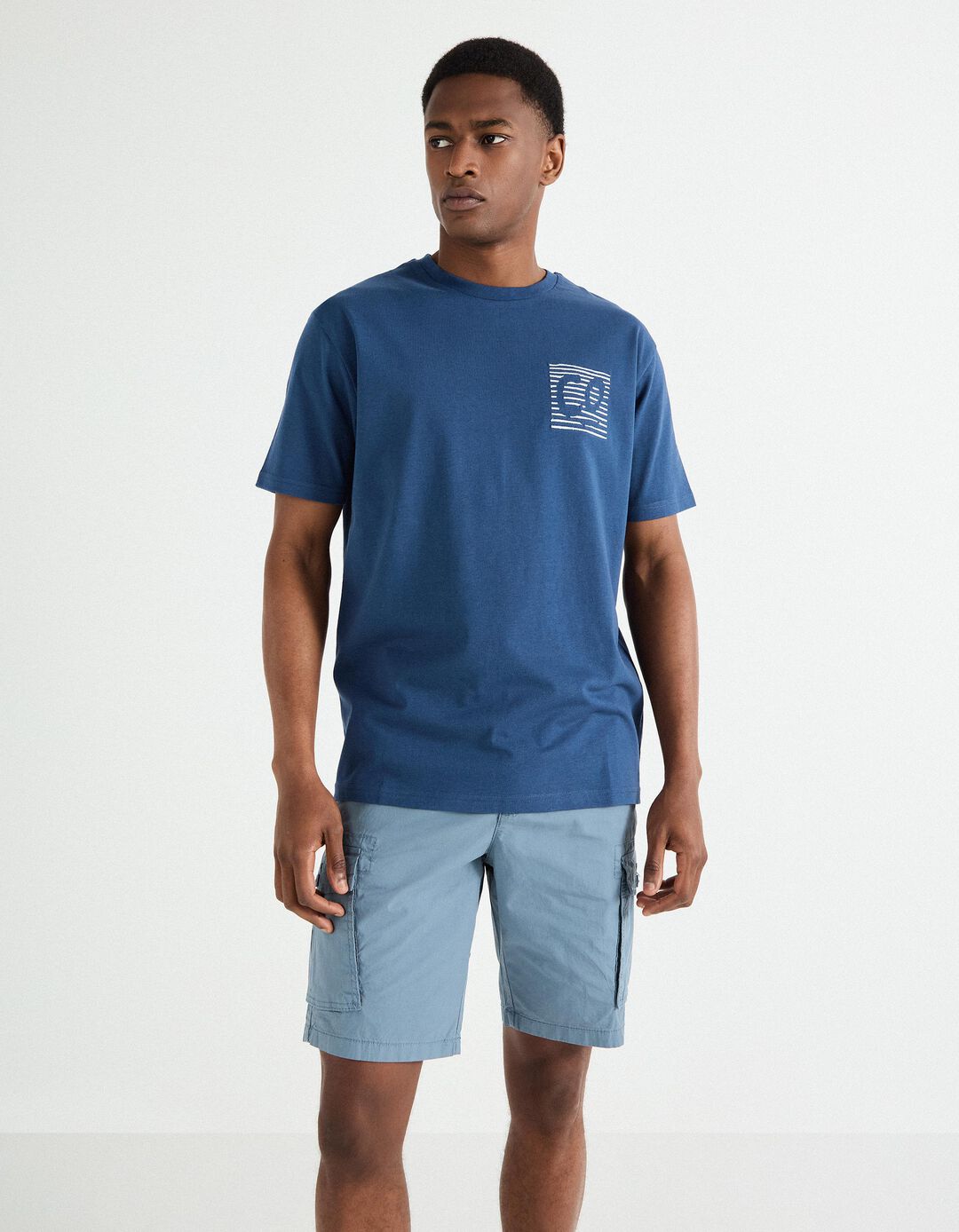 T-shirt Print, Homem, Azul Escuro