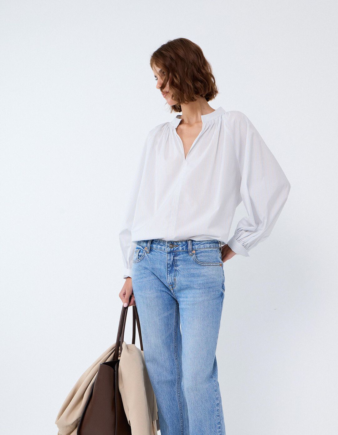 Blusa &Agrave;s Riscas, Mulher, Azul Claro