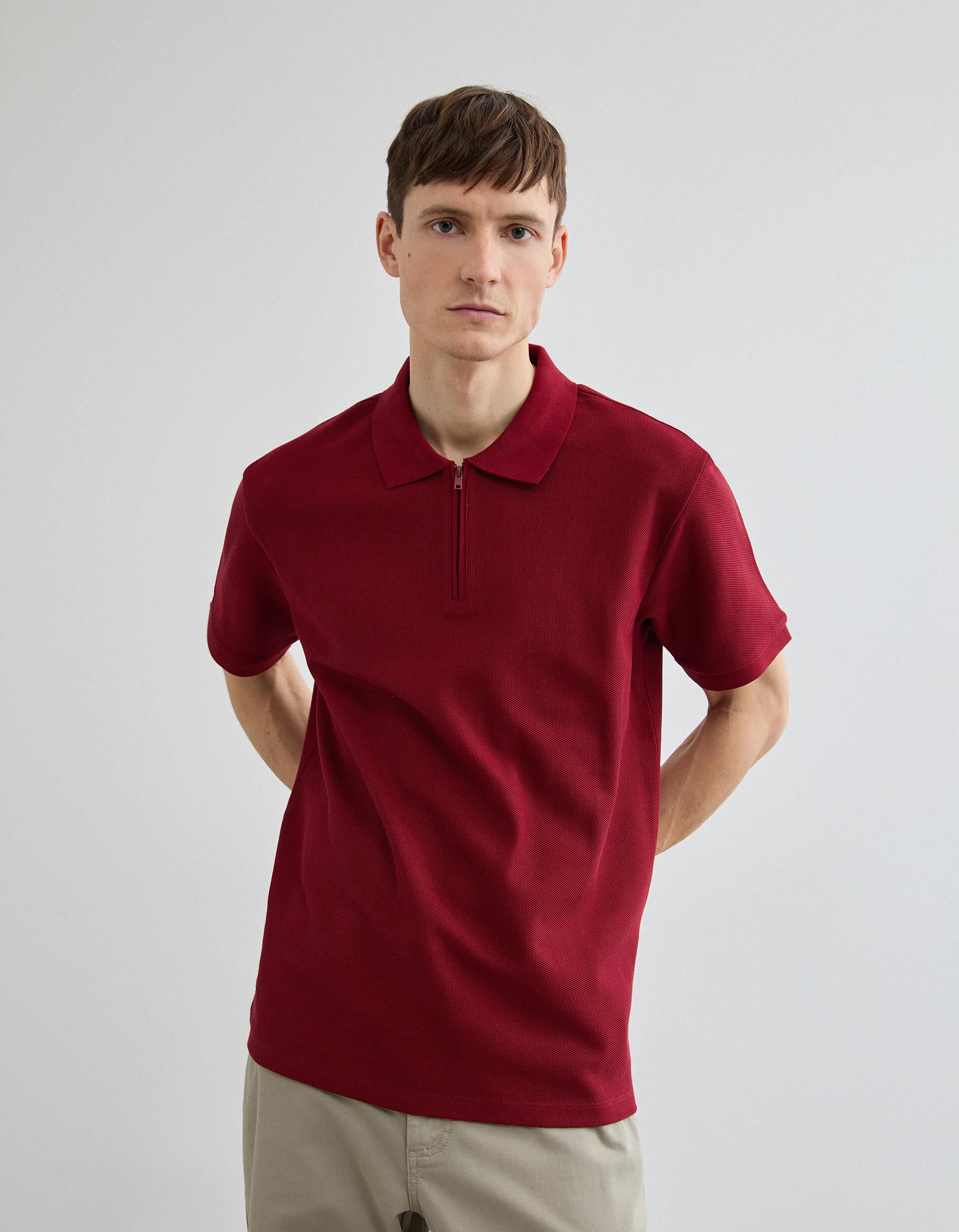 Comprar Online Polo com Fecho, Homem, Vermelho Escuro
