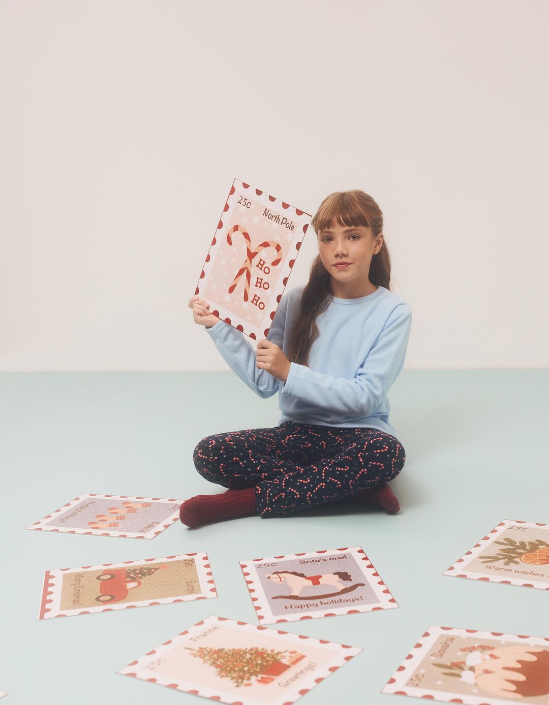 Pijama Polar de Natal, Menina, Azul Claro