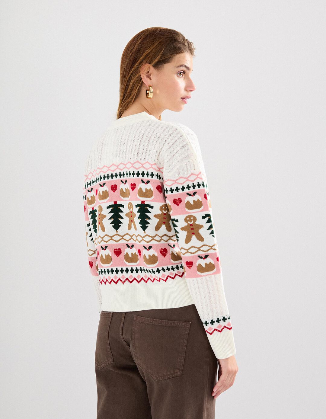 Casaco Natal de Malha, Mulher, Bege