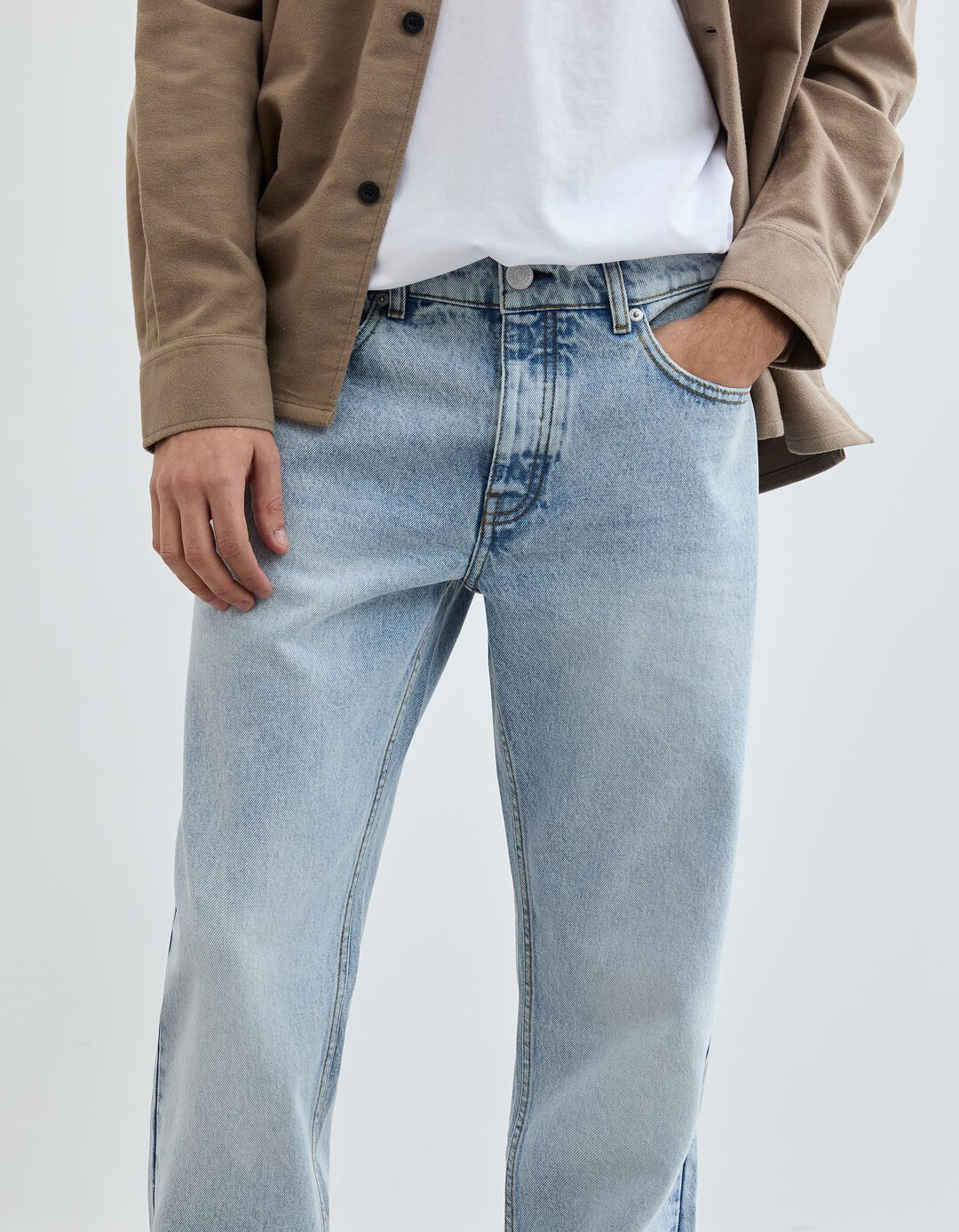 Cal&ccedil;as de Ganga 'Straight Fit', Homem, Azul Claro