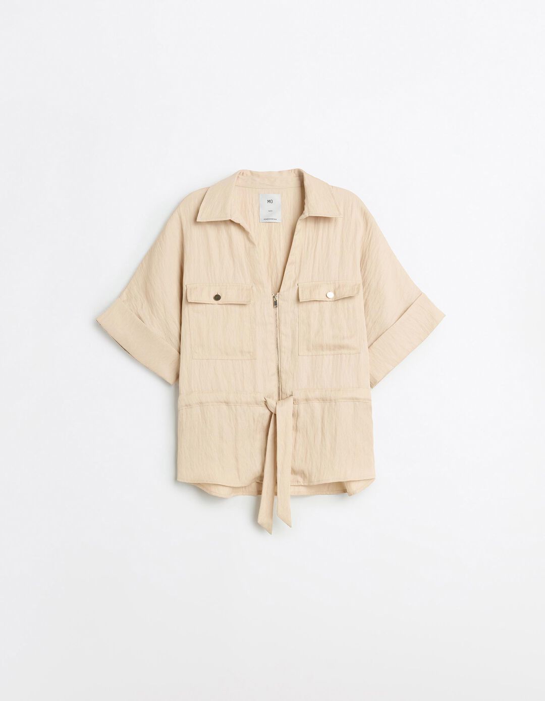 Camisa com Liocel, Mulher, Bege