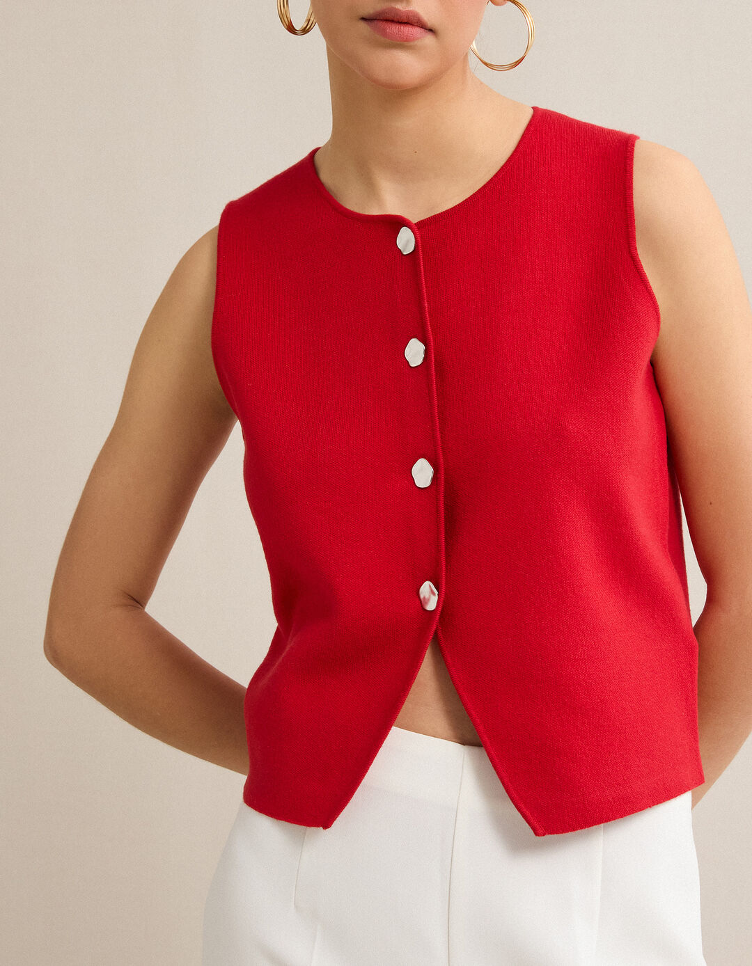 Colete de Malha, Mulher, Vermelho