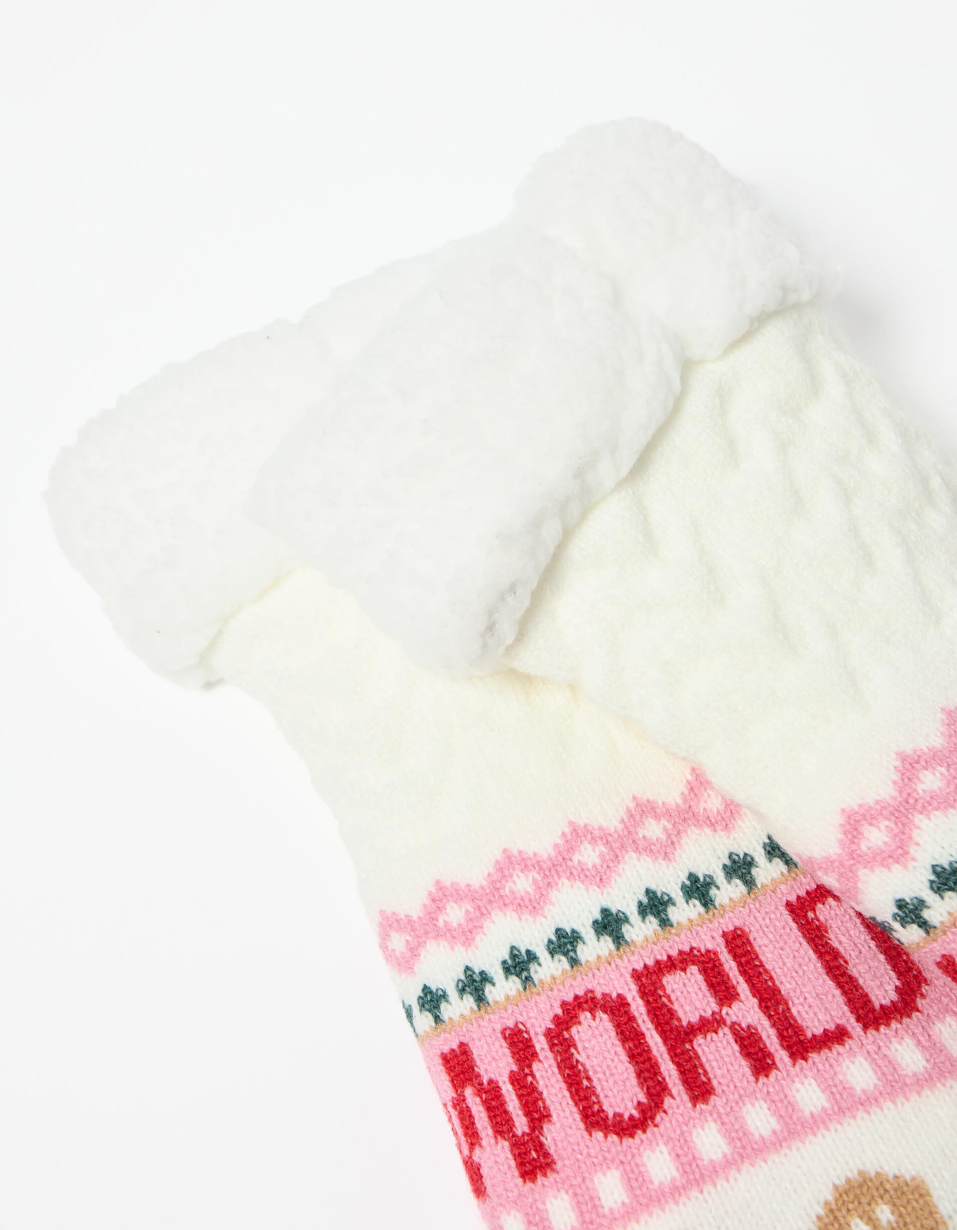 Comprar Online Meias Antiderrapantes de Natal, Mulher, Bege Claro